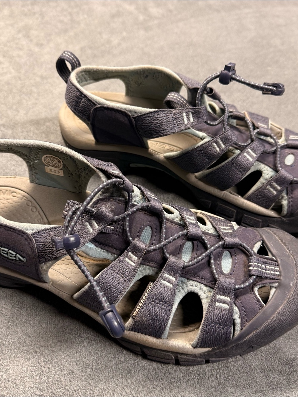 Keen Women's Closed-Toe Sport Sandals in Navy and Light Gray